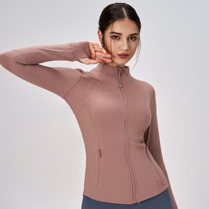 Sports Coat for Women Autumn Winter Zipped Stand Collar Slim Fit Sports Outdoor Long Sleeve Yoga Sports Women Coat Autumn - Wanita Store