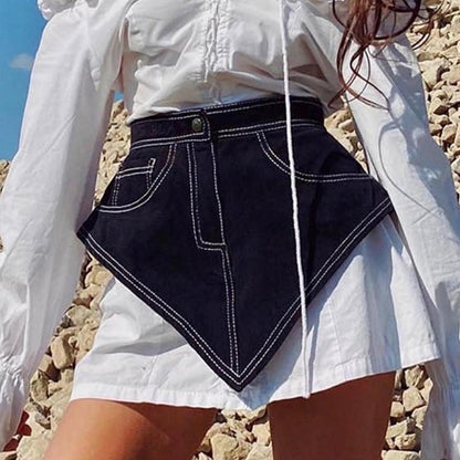 Women Clothing Autumn Solid Color Denim Slim Fit Temperamental Decorative Pocket Waist Shaping