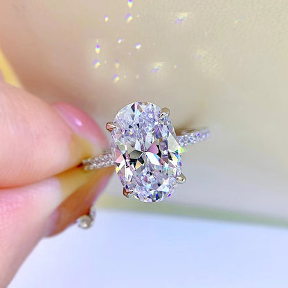 925 Silver Artificial Diamond Oval 8*12 Ledean Diamond Bottom Cut - Wanita Store