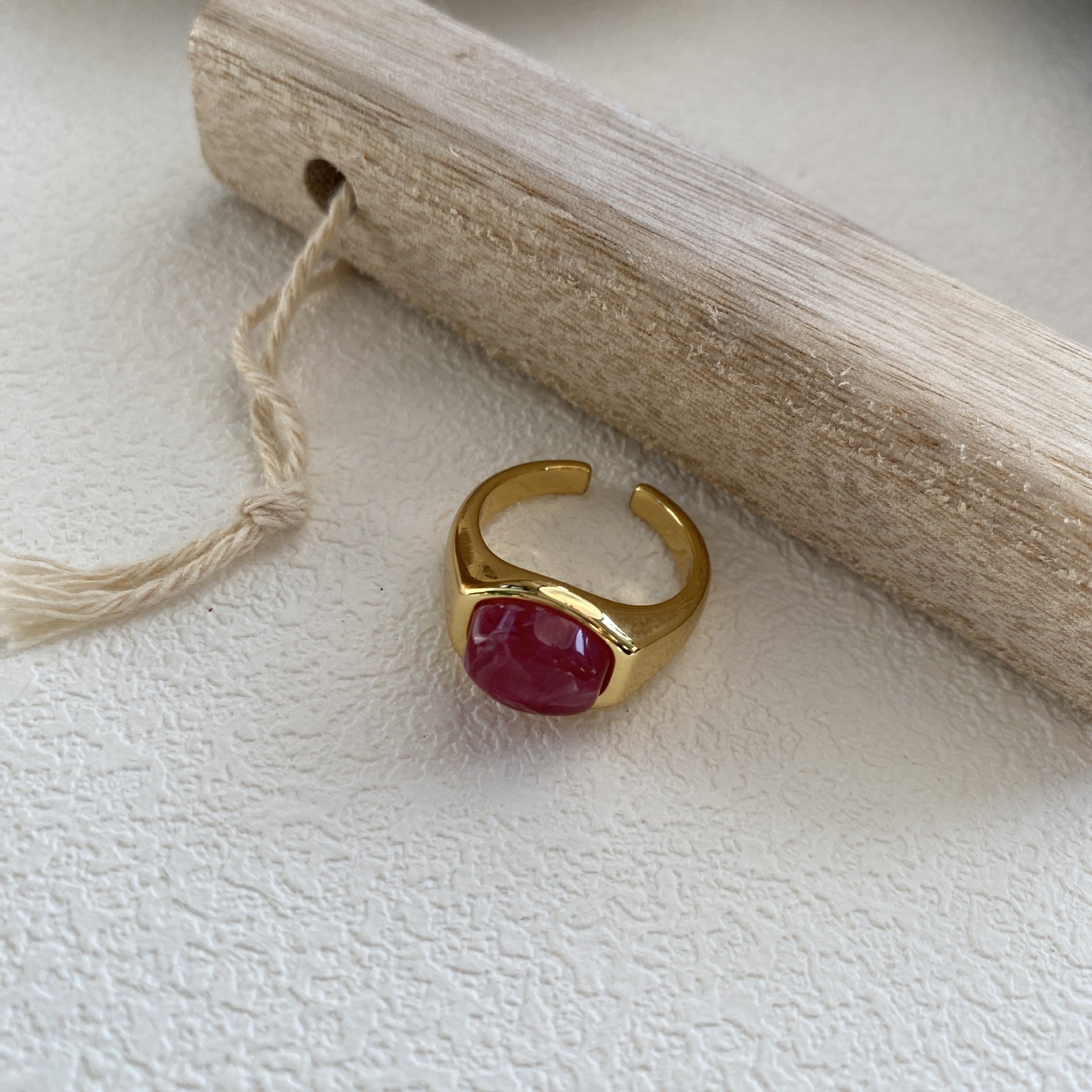 Red Gemstone Ring Special Interest Design Adjustable Open Ended Ring Elegant High Sense All Matching Graceful Index Finger Ring - Wanita Store
