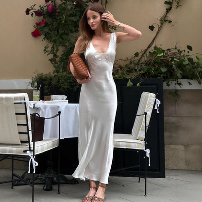 Women Clothing Summer French Entry Lux High Sense Graceful Fashionable Sleeveless Slim Dress - Wanita Store