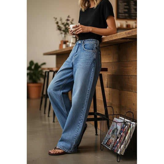 Women Jeans Casual Loose Wide Leg Straight Long Pants Women Clothing