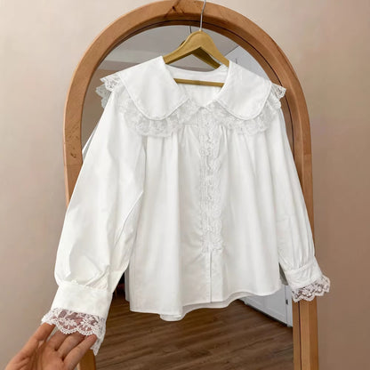 Camisa de manga larga holgada con cuello de muñeca para mujer primavera-verano