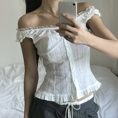 Women Clothing Summer Sexy Cold Shoulder Sleeveless Cardigan Shirt - Wanita Store