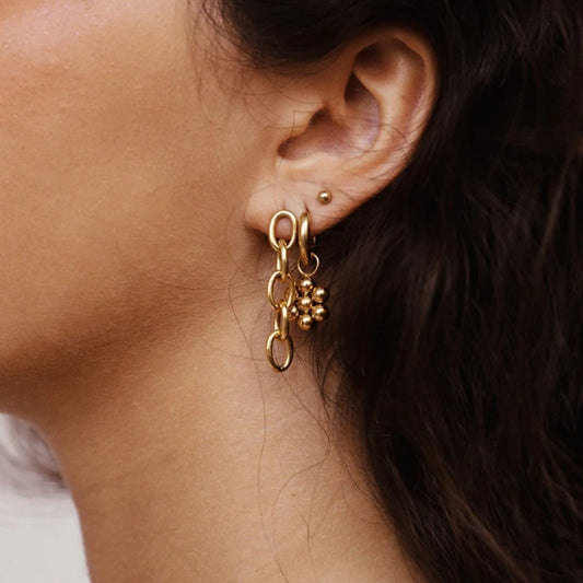 Celebrities Titanium Steel Earrings Long Cuban Chain Earrings Jewelry 18K Gold Stainless Steel Women Earrings Accessories - Wanita Store