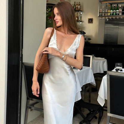 Women Clothing Summer French Entry Lux High Sense Graceful Fashionable Sleeveless Slim Dress - Wanita Store