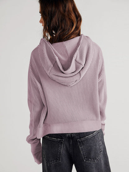 Fall Winter Patchwork Sweatshirt Women Clothing Hooded Long Sleeve Loose Lazy Zipper Hooded Sweatshirt - Wanita Store