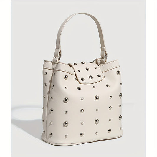 Retro Sexy Rivet Bag Locomotive Tote Bag Trendy Punk Bucket Bag Crossbody Chain Bag