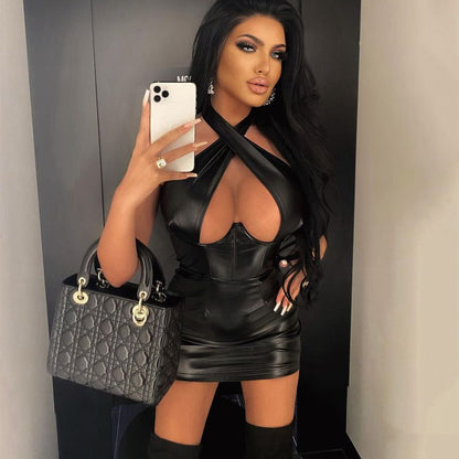 Spring Popular Halter Sexy Topless Slimming Sheath Sleeveless Dress Women Dress - Wanita Store
