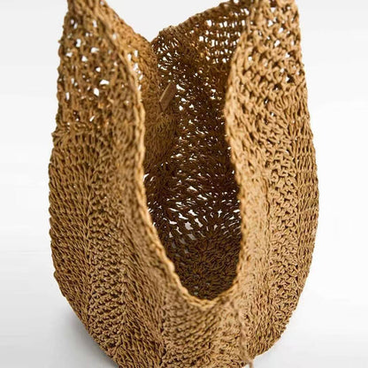 Shoulder Straw Bag Special Interest Design Portable Straw Bag Woven Bag Vacation Beach Bag Women Bag - Wanita Store