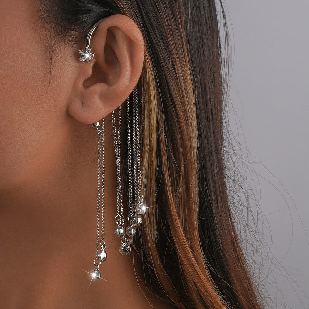 Creative Tassel Earrings Refined Rhinestone Alloy Ear Hanging Personality Ear Trim for Women - Wanita Store