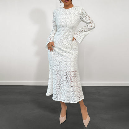 Autumn Elegant Lace Slim Fishtail Dress Women - Wanita Store