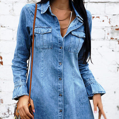 Jacket Women Autumn Winter New Slim Denim Dress Fashion Europe Denim Women Dress Sexy - Wanita Store