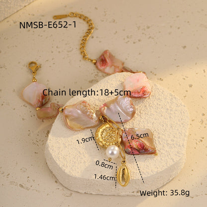 NMSB-E652-1 Pink Conch Bracelet