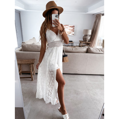 Sexy Strap Stitching Casual Jumpsuit Home Vacation Hollow Out Cutout Jumpsuit - Wanita Store