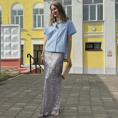 Autumn Winter Women Clothing High Density Sequined Skirt Women - Wanita Store
