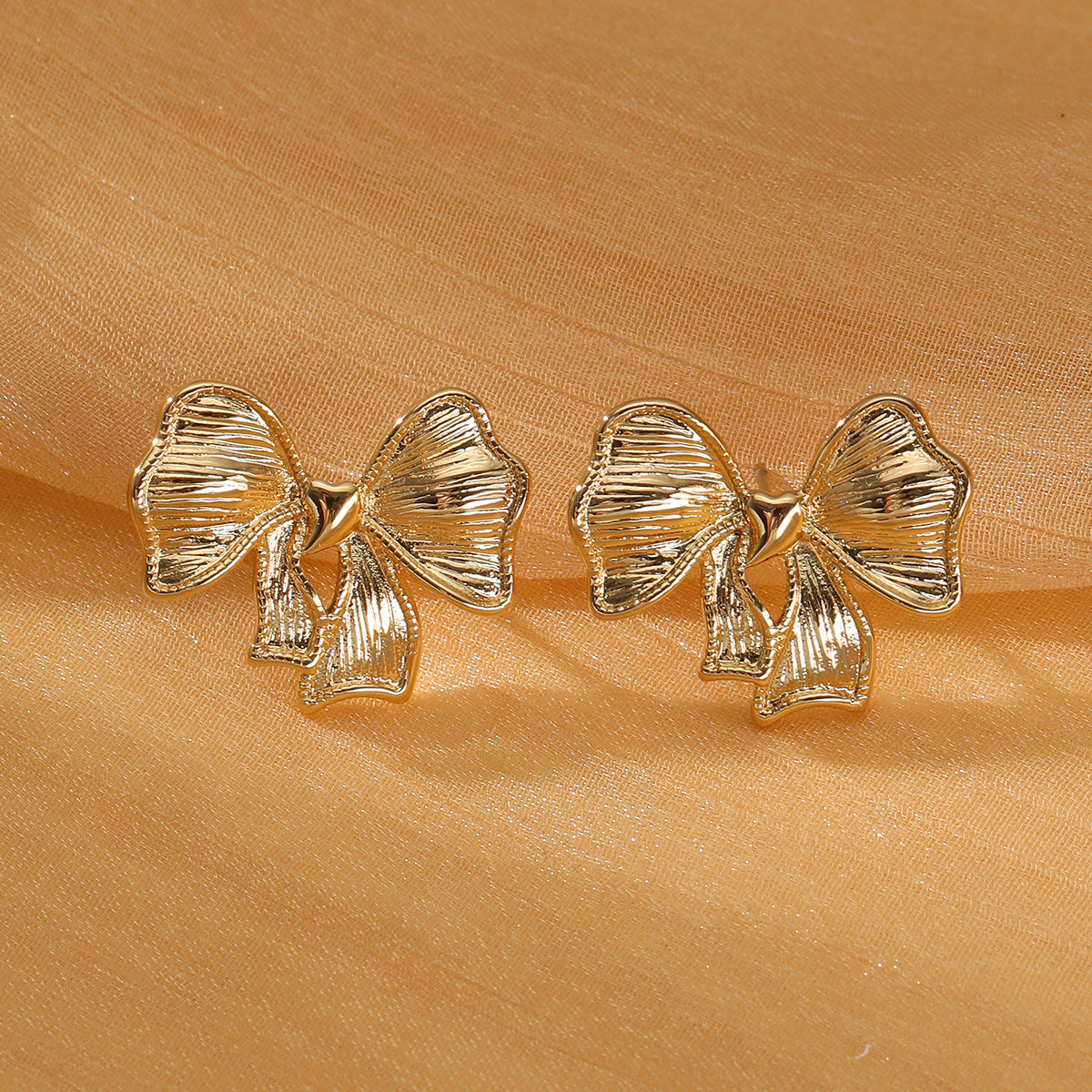 Sweet Bow Design Titanium Steel Earrings Women Entry Lux 18K Gold Plated Stainless Steel Studs - Wanita Store