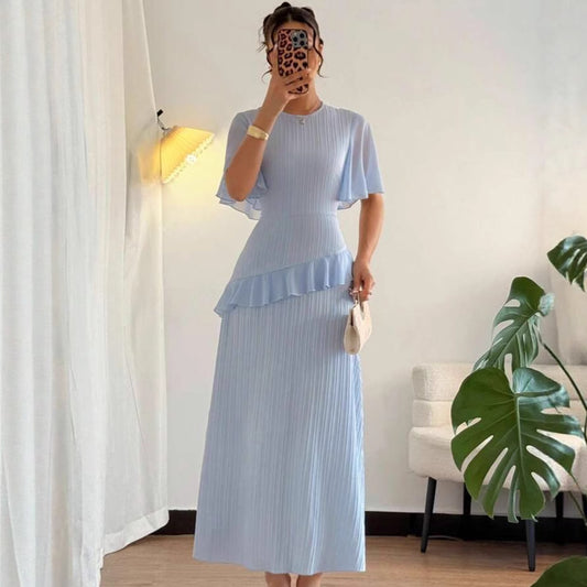 Women Clothing Spring Summer Sexy Solid Color Slim Fit Short Sleeved Lace Dress