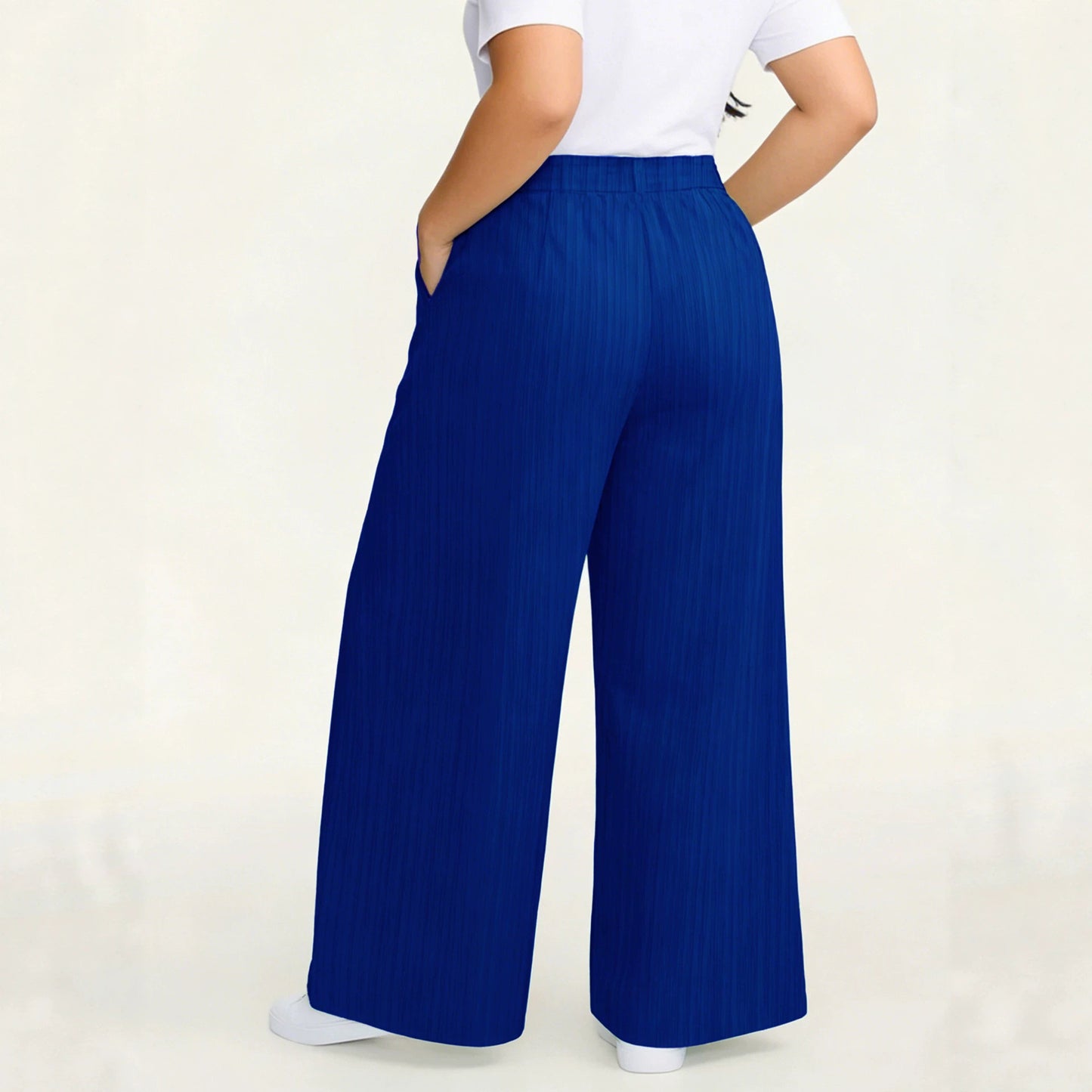 Plus Size Women Clothing Autumn Casual All Match Wide Leg Casual Pants
