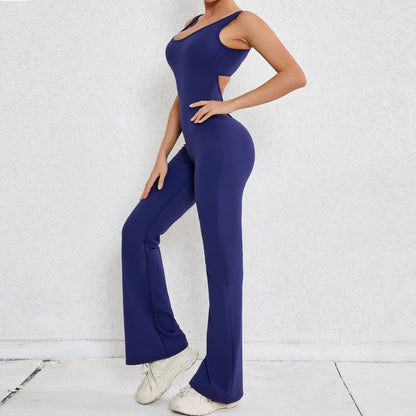 Autumn Sand Hollow Out Cutout Beauty Back One Piece Peach Hip Lifting Sport Workout Clothes Micro Pull Yoga Jumpsuit Jumpsuit - Wanita Store