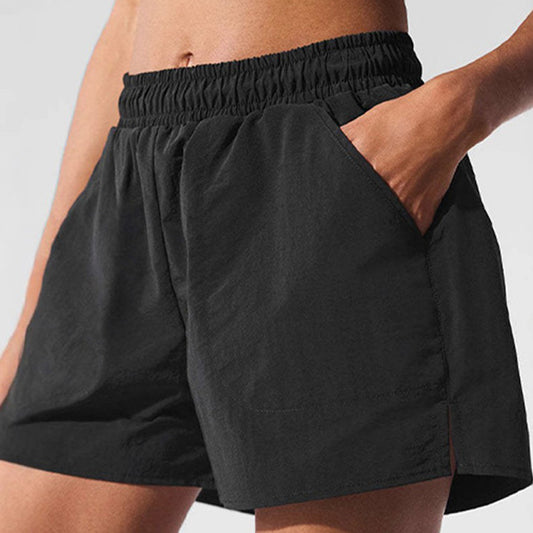 Summer Quick Drying Sports Short Belt Pocket High Waist Slimming Casual Sports Yoga Fitness Running Women