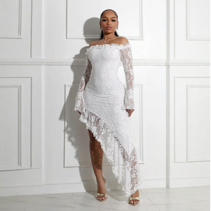 Tube Top Similar to Irregular Asymmetric Dress Solid Color Maxi Dress Women - Wanita Store