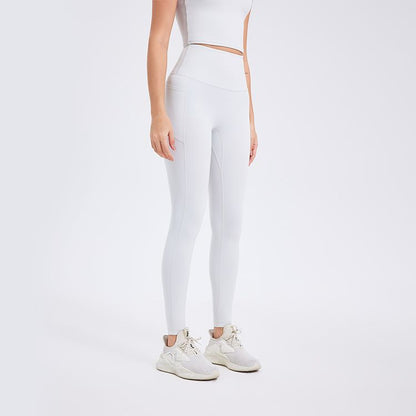 Zero Sense Yoga Pants Seamless Nude Feel Side Pocket Peach Hip Raise Skinny Exercise Workout Pants - Wanita Store
