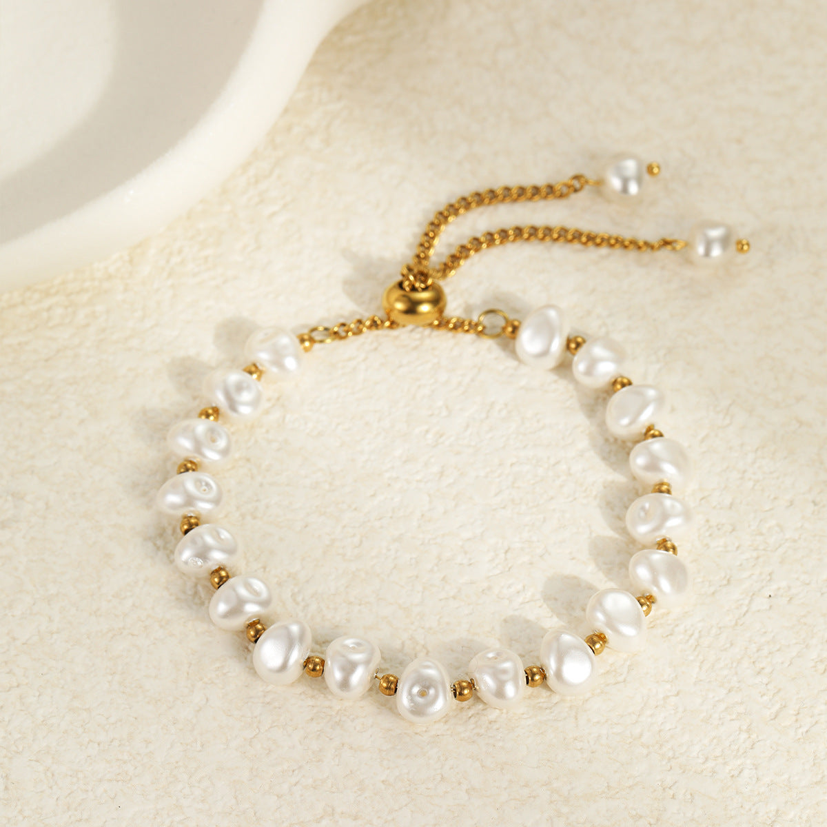 Elegant Baroque Shaped Imitation Pearl Stainless Steel Bracelet Earrings Twin Exquisite Jewelry - Wanita Store