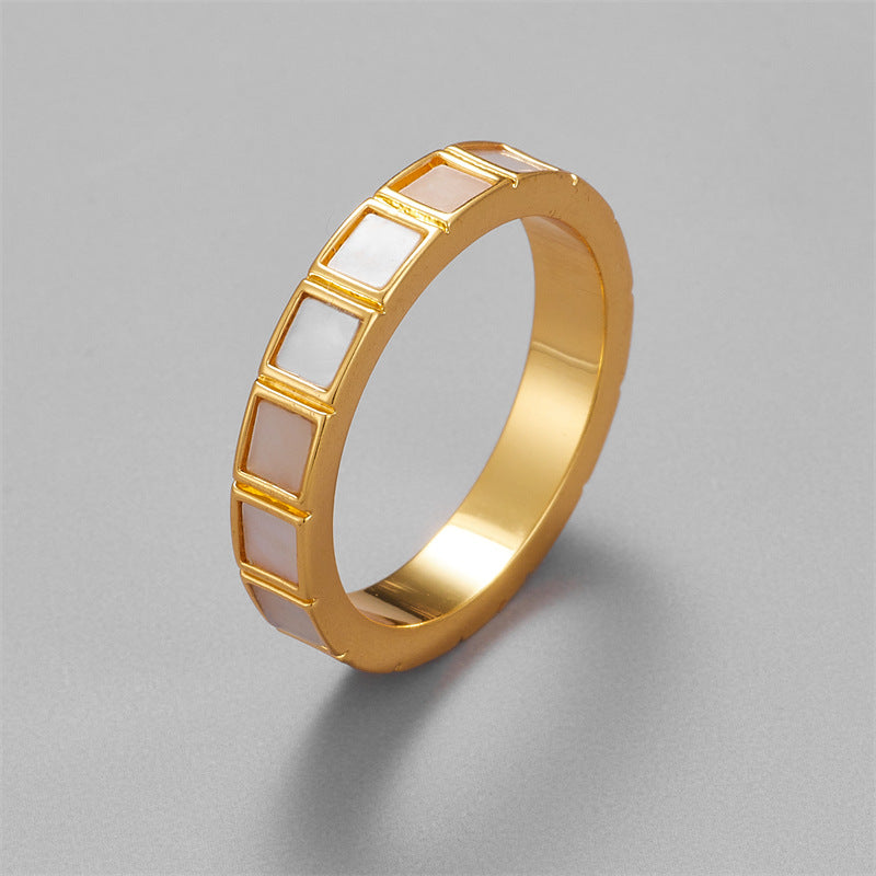 Multi Small Square White Lip Shell Polished Surface Ring High Quality Personalized Ring Women Accessories - Wanita Store