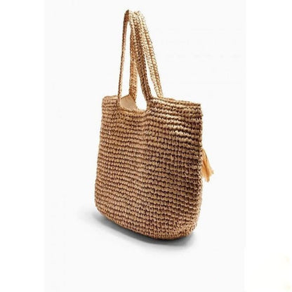 Straw Bag Woven Bag Tassle Straw Bag Seaside Vacation Beach Bag Shoulder Portable Large Capacity Women Bag - Wanita Store