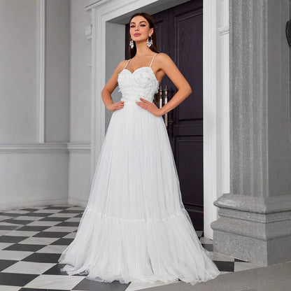 Simple White Light Wedding Dress Ball Birthday Party Dress Registration Certificate Trip Shoot Dress Annual Party Evening Dress - Wanita Store