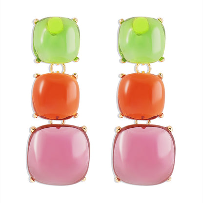 Green Yellow Purple Earrings