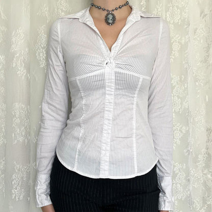 Sexy Solid Color Long Sleeve Small Shirt Women Clothing Autumn Winter - Wanita Store