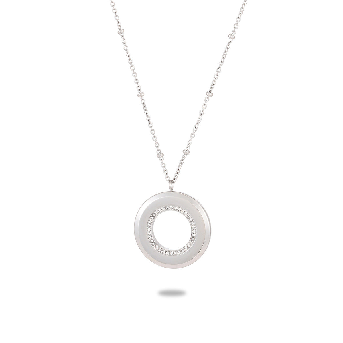 Lettering Private Exclusive Stainless Steel Necklace Special Interest Inlaid Zircon Titanium Steel Embellished - Wanita Store