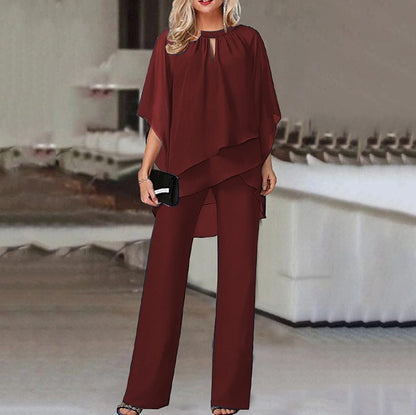 Women Clothing Solid Color Loose Casual Irregular Asymmetric Suit - Wanita Store