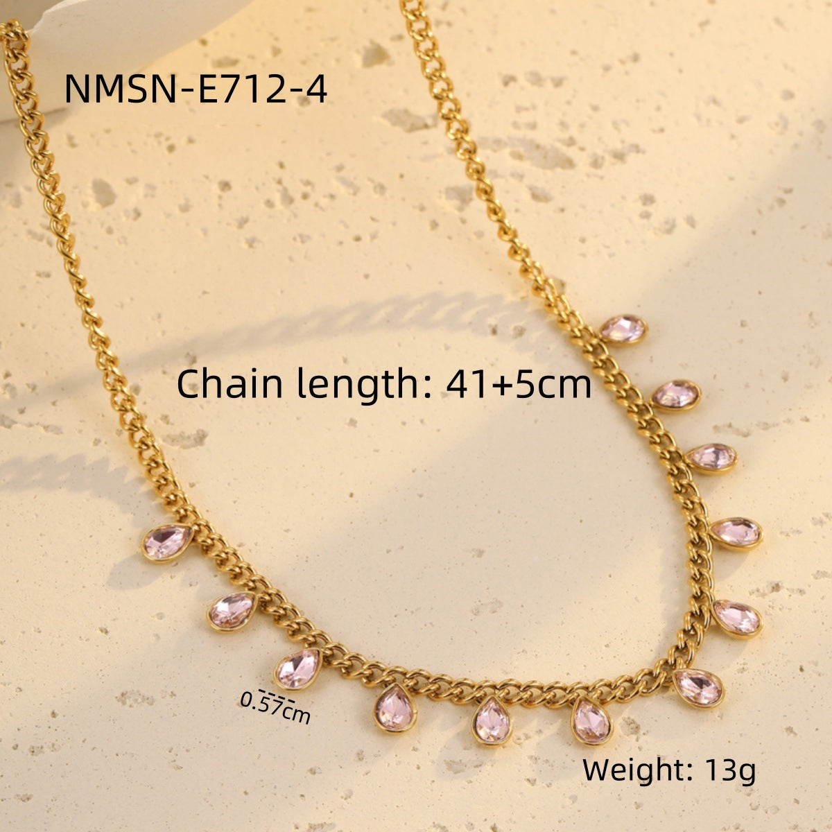 Water Drop Pink Zircon Necklace