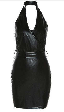 Autumn Winter Women Clothing Backless Sexy Low Cut Slim Fit Belt Sheath Dress Women - Wanita Store