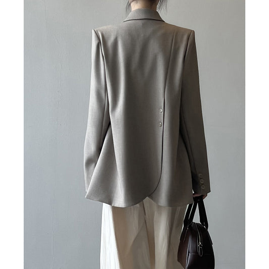 Irregular Asymmetric Back Slit Blazer Women Spring Elegant Top