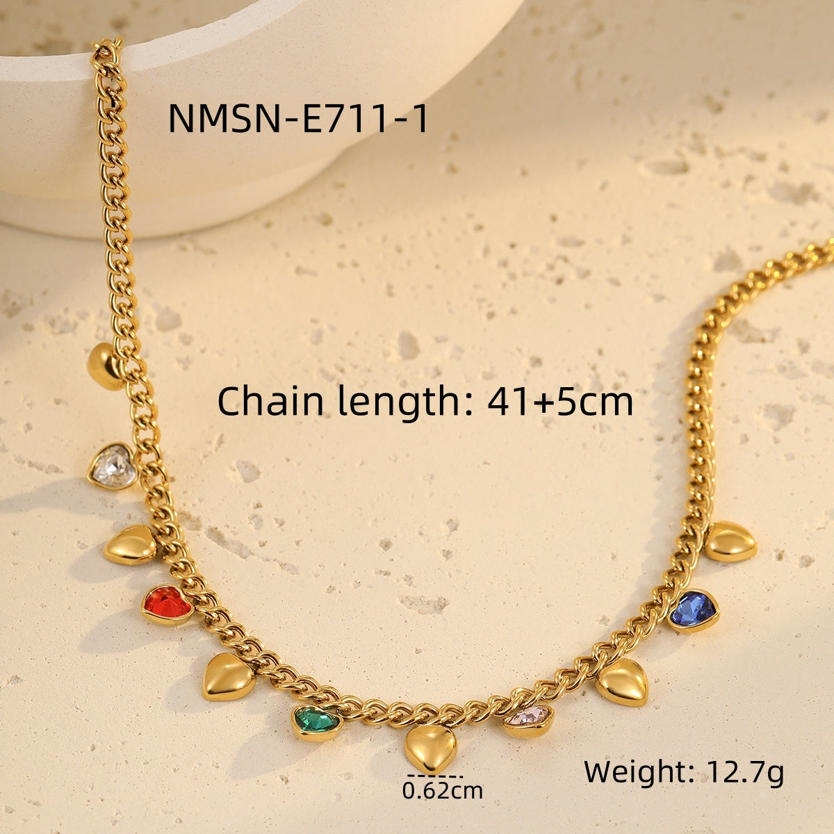 Heart Color Zircon Necklace