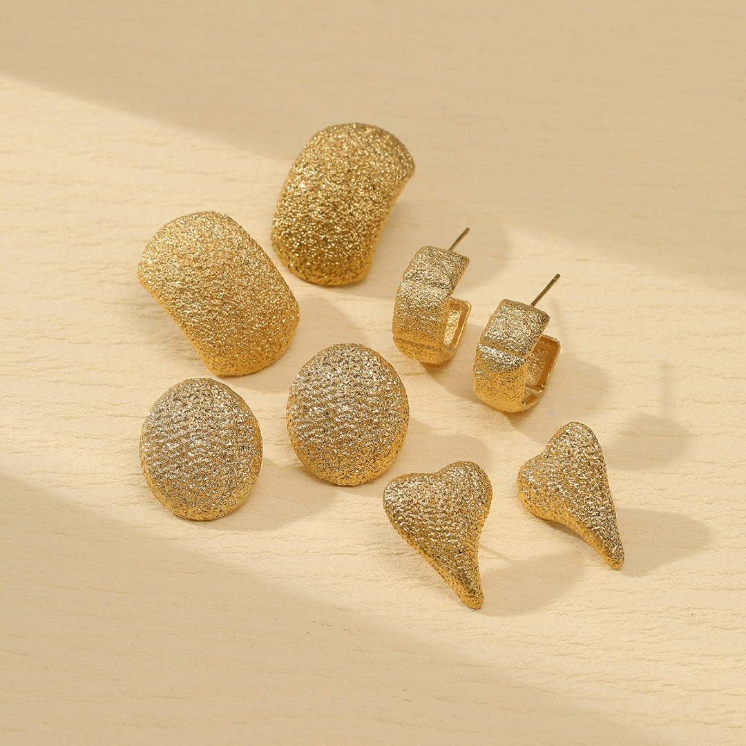 Arrival Frosted Exaggerated Arc Titanium Steel Ear Studs Women Affordable Luxury High Grade Stainless Steel Earrings Women - Wanita Store