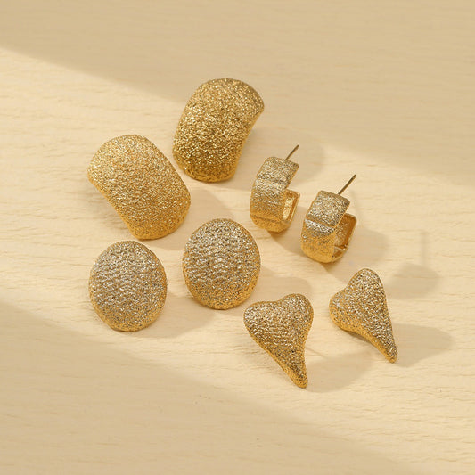Arrival Frosted Exaggerated Arc Titanium Steel Ear Studs Women Affordable Luxury High Grade Stainless Steel Earrings Women - Wanita Store
