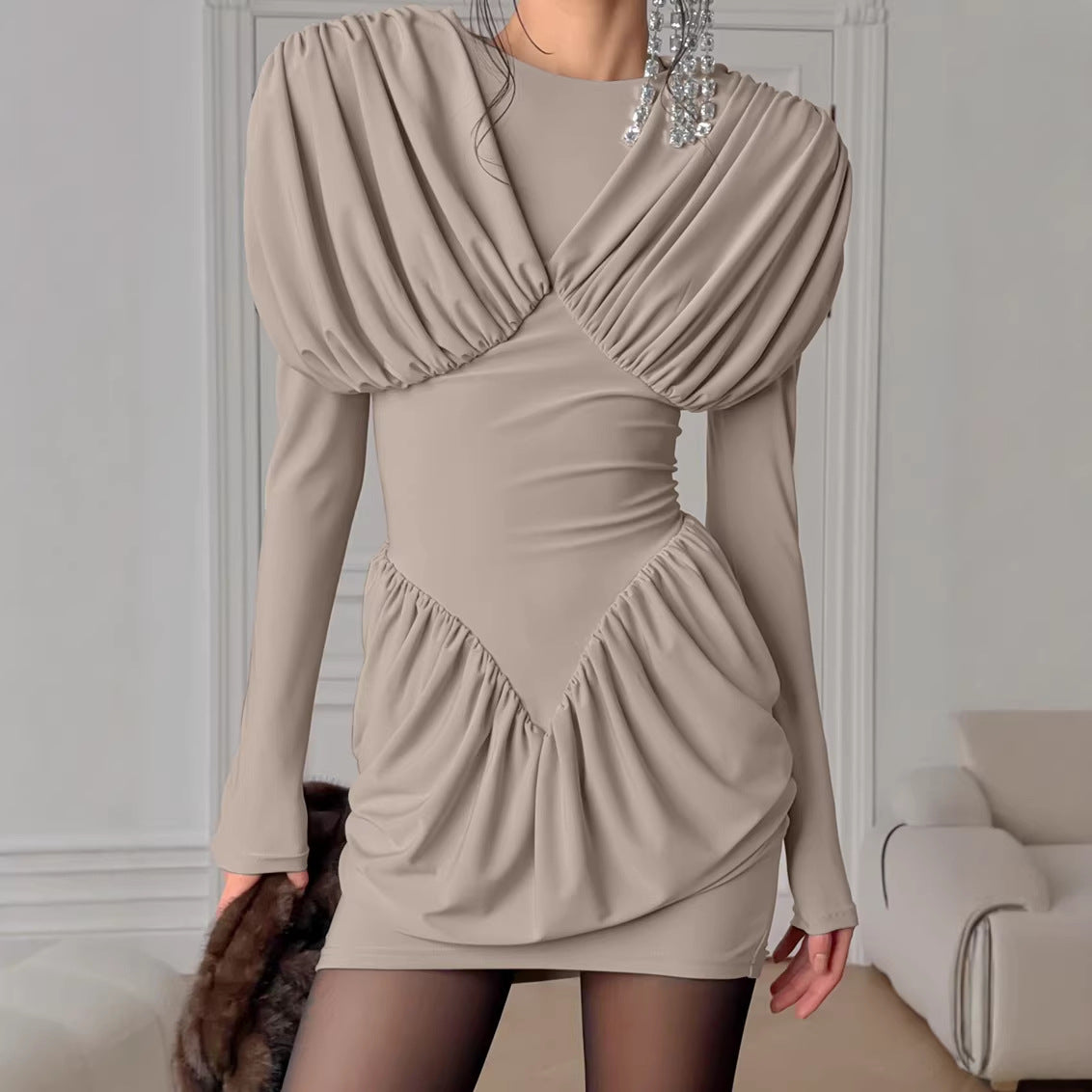 Robe noire élégante de niche, taille ajustée, pour femme, printemps
