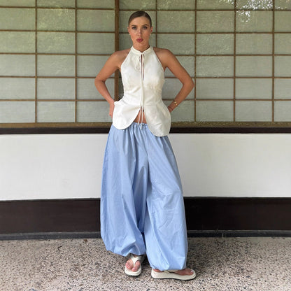 Cotton Bloomers Autumn Street Trend Casual Lazy Wide Leg Trousers Loose Bloomers Women - Wanita Store