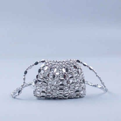 Shiny Retro Sequin Bag Hand Woven Sequin Beaded Acrylic Phone Bag Shoulder Bag - Wanita Store