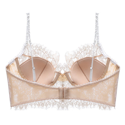 Soutien-gorge push-up en dentelle française pour cils, forme en U, dos nu, avec armature