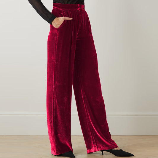 French Office Trousers Women Clothing Summer Gold Velvet Drooping Wide Leg Pants Loose Casual Pants Women