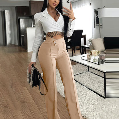 Women Casual Pants Autumn Office Bootcut Pants All Matching Fashionable Wide Leg Pants - Wanita Store