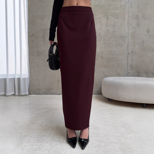 Design Solid Color Adult Lady like Woman Slim Fit Slimming Slit Skirt Women Fashionable Pencil Skirt