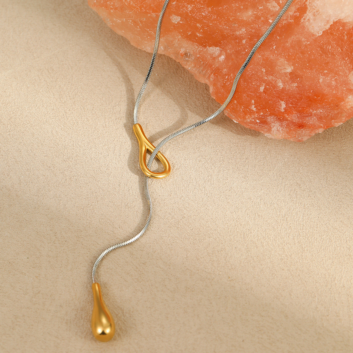 Stainless Steel Necklace Long Water Drop Pull out Y Shaped Chain Necklace for Women Cold Necklace for Women - Wanita Store