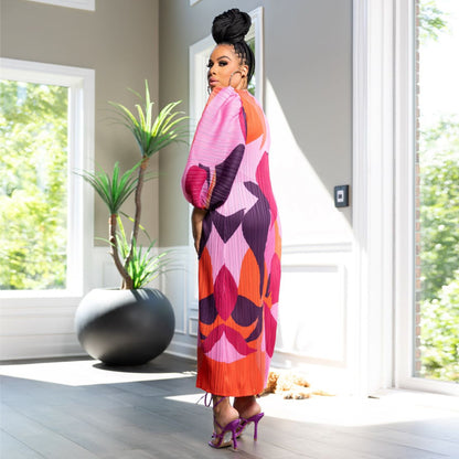 Women Wear Lantern Sleeve Pleated Dress - Wanita Store